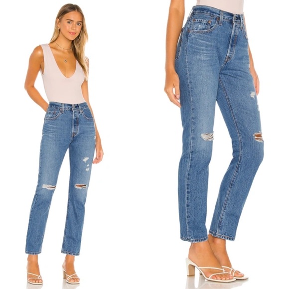 NWT Levi’s 501 High Rise Straight Jeans Free People - Picture 2 of 7